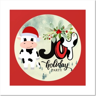 COW Santa Claus - Holiday JOY Posters and Art